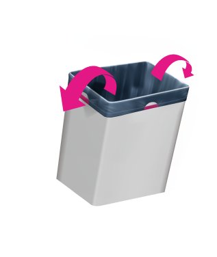 Pictogramme illustrant une poubelle extra large avec sac poubelle Handybag installé