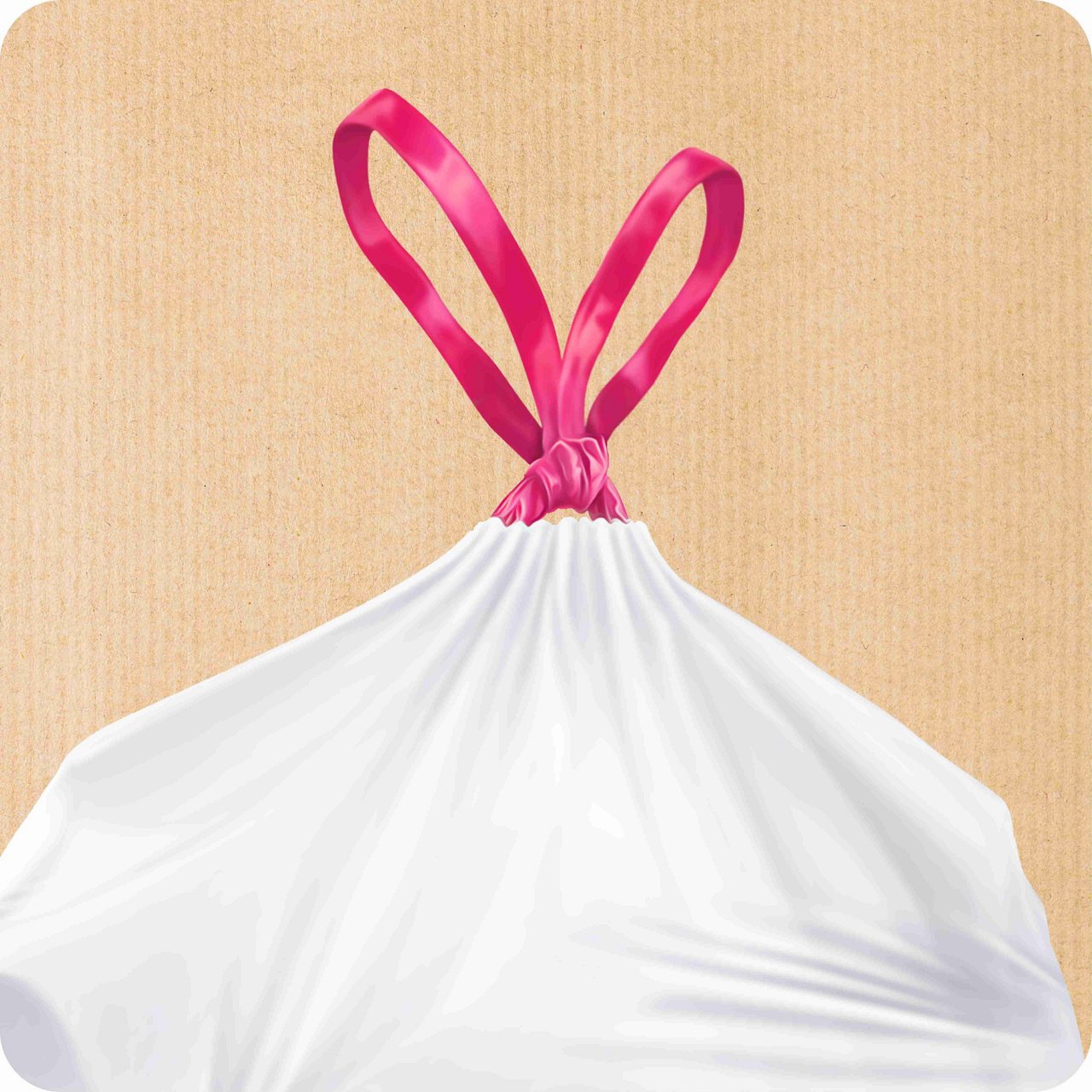 Pictograma que ilustra un cubo de baño con una bolsa de basura Handybag blanca