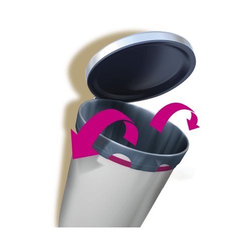 Pictogramme illustrant la fixation élastique d’un sac poubelle Handybag