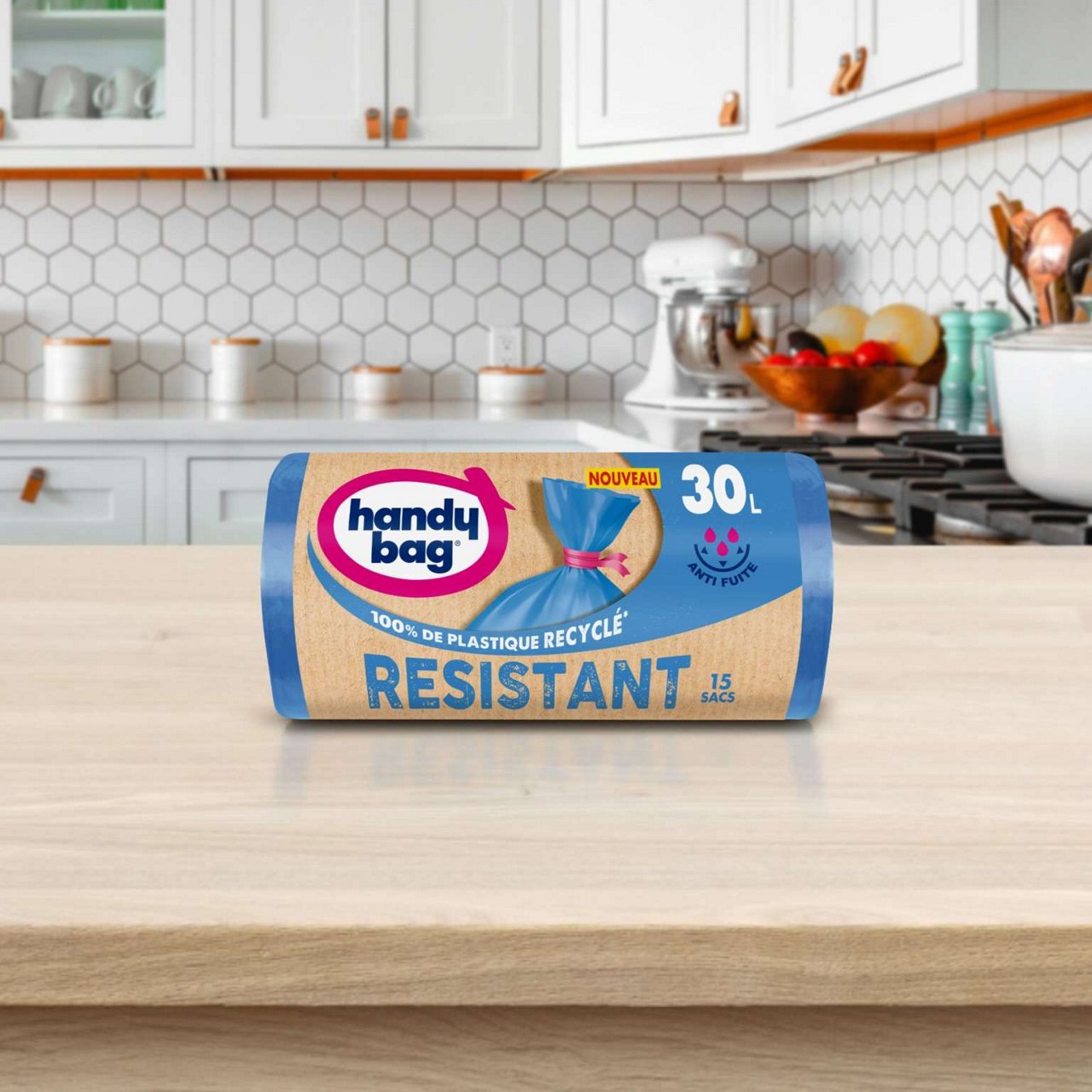 Rouleau de sacs poubelle Handybag 30 litres prêt pour stockage