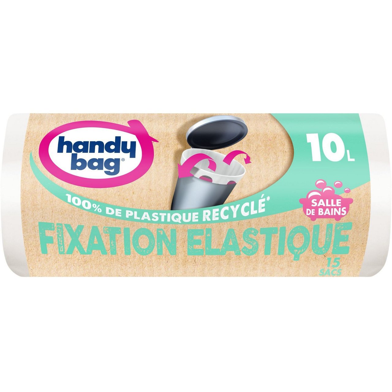 Sac poubelle Handybag 10 litres avec fixation élastique