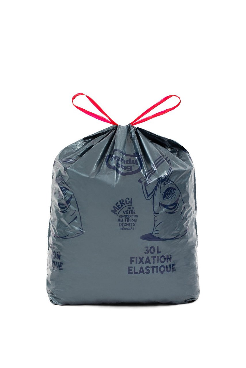 Sac poubelle Handybag plein avec fixation élastique