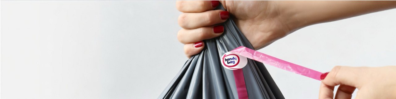 Sac poubelle Handybag avec système de scellage rose