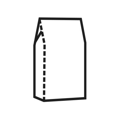 Piktogramm eines Kaffeebeutels schwarze Linienzeichnung auf weißem Hintergrund