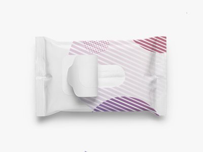 Beutel mit Wiederverschluss, geometrisches Muster in Rosa- und Lilatönen auf weißem Grund