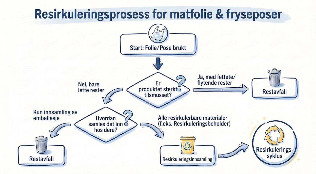 Resirkuleringsprosess matfolie & fryseposar