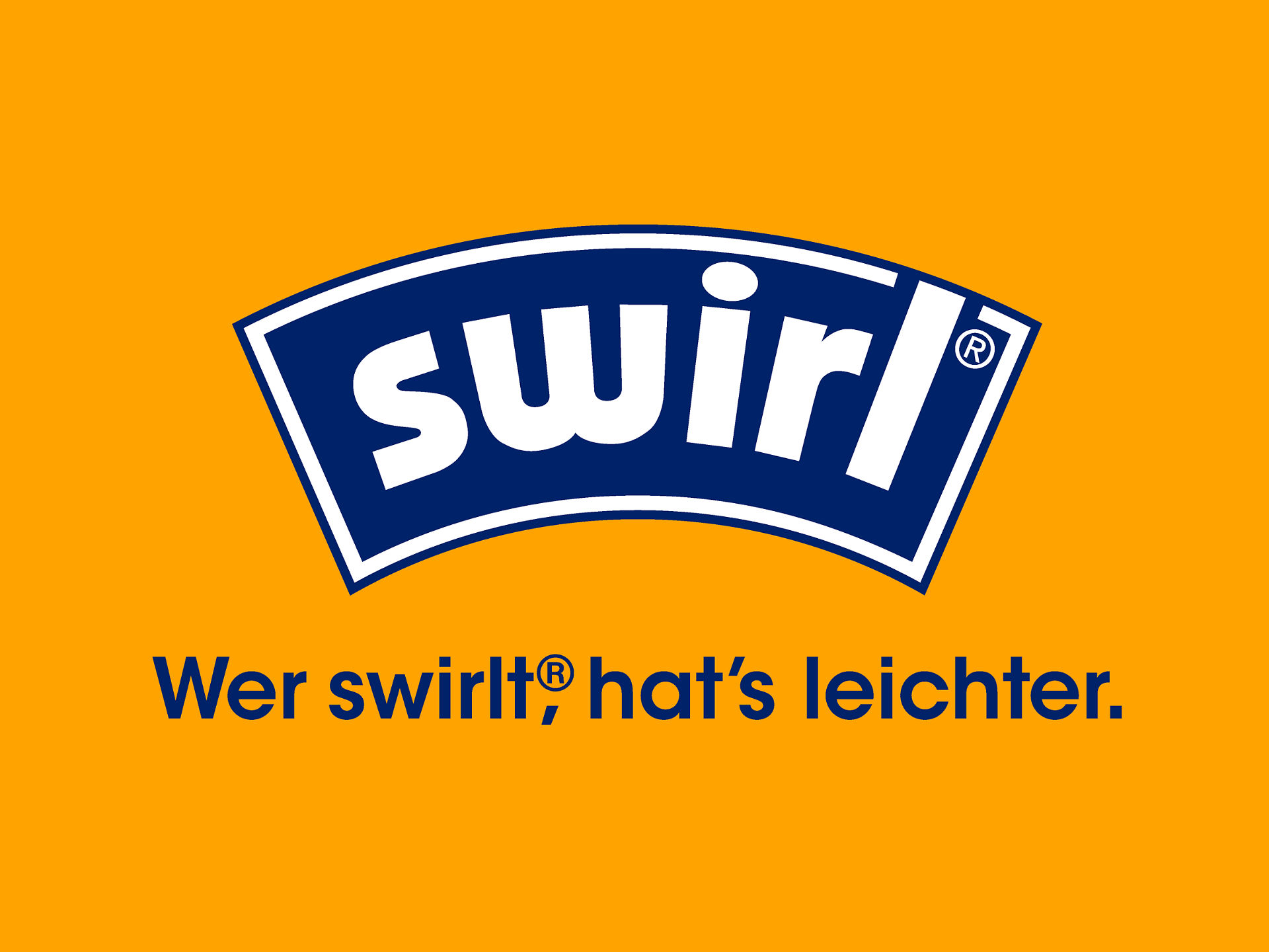 Swirl Logo mit Markenclaim "Wer swirlt, hat's leichter"