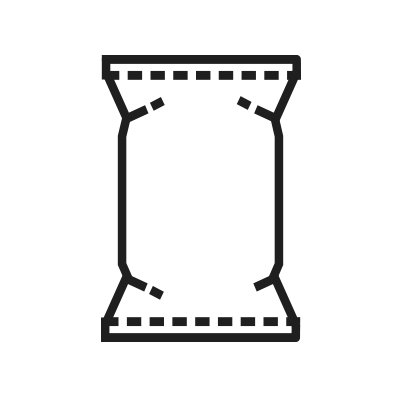 Piktogramm einer Verpackung, schwarze Linienzeichnung auf weißem Hintergrund