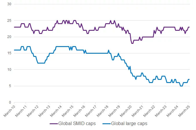 Factors impacting Global Large Caps and Global SMID Caps over time