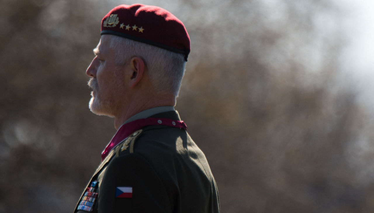 Czech Republic Gen. Petr Pavel, North Atlantic Treaty Organization Chairman of the Military Committee, participates in an Armed Forces Full Honor Ceremony hosted by U.S. Marine Corps Gen. Joseph F. Dunford, Jr., chairman of the Joint Chiefs of Staff, at Whipple Field, Joint Base Myer-Henderson Hall, Va., March 8, 2018. (DoD Photo by U.S. Army Sgt. James K. McCann)