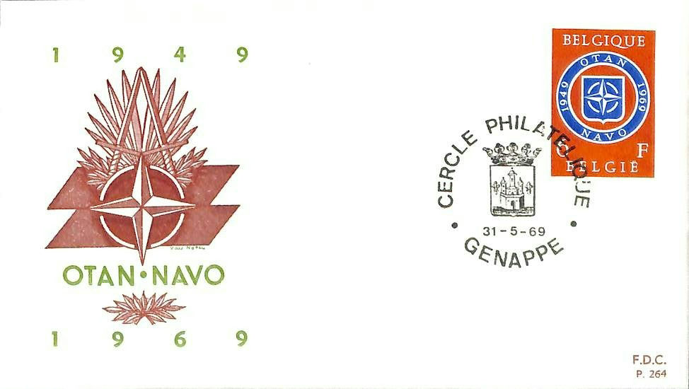 1969 Belgian NATO stamp, a simple design with the NATO compass