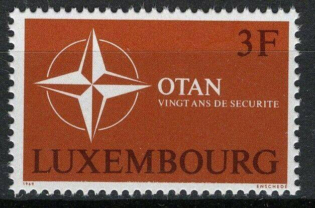 1969 Luxembourgish NATO stamp, a simple design with the NATO logo
