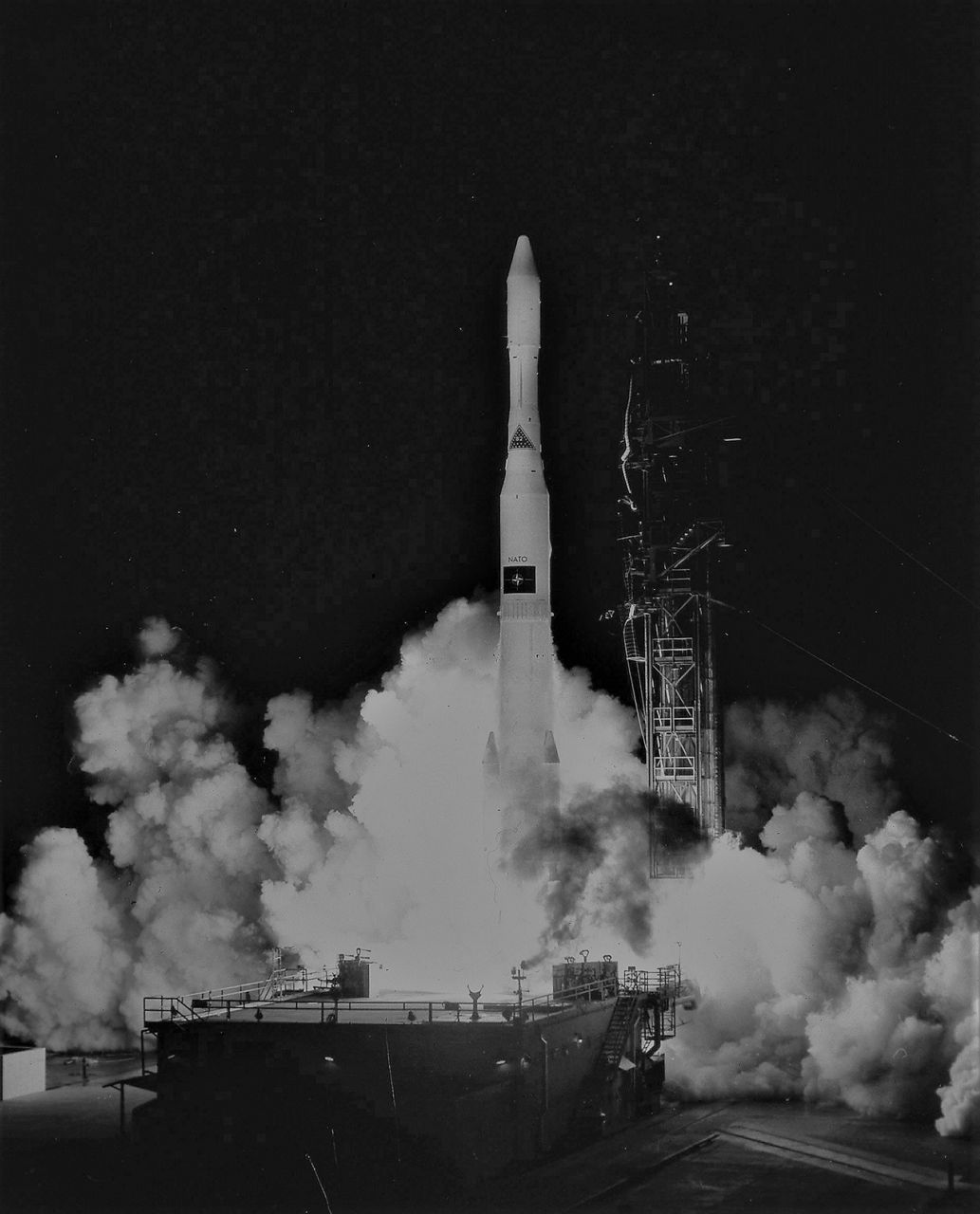 NATO’s first communications satellite launches at Cape Canaveral, Florida in December 1970. 
