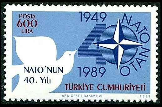 1989 Turkish NATO stamp, showing a dove of peace