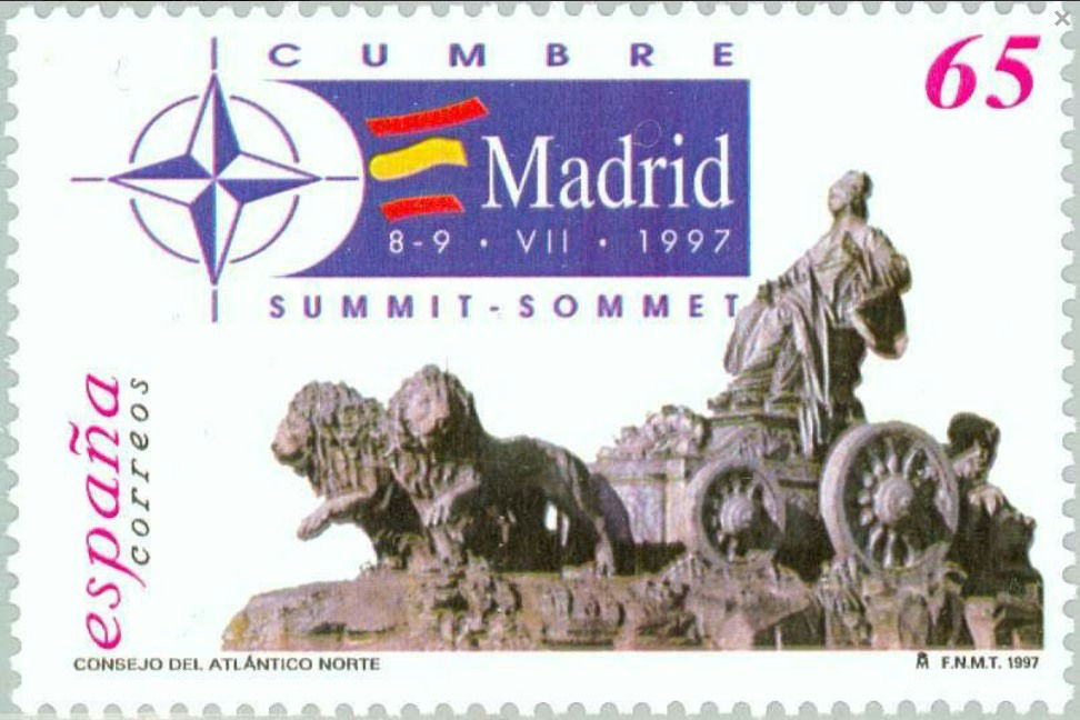 1997 Spanish NATO stamp, showing the Cibeles Fountain in Madrid