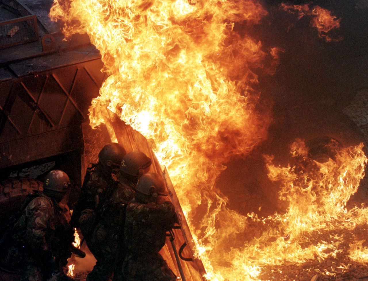 Soldiers take part in fire training during anti-riot exercise Joint Resolve, part of NATO’s Stabilisation Force (SFOR) in Bosnia and Herzegovina. (Photo © Reuters/Danilo Krstanovic)