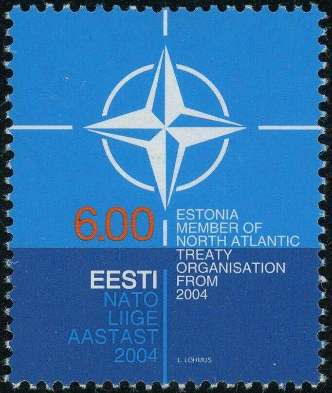 2004 Estonian NATO stamp depicting the NATO flag