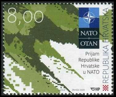 2009 Croatian NATO stamp, showing the country’s territory rendered in green camouflage colours