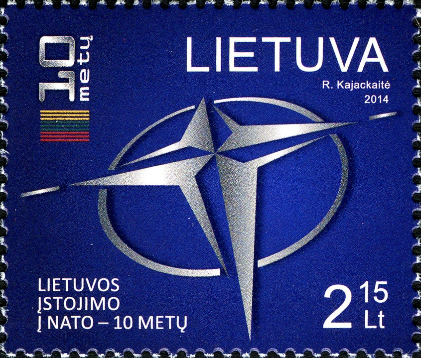 2014 Lithuanian NATO stamp, with a 3D NATO logo
