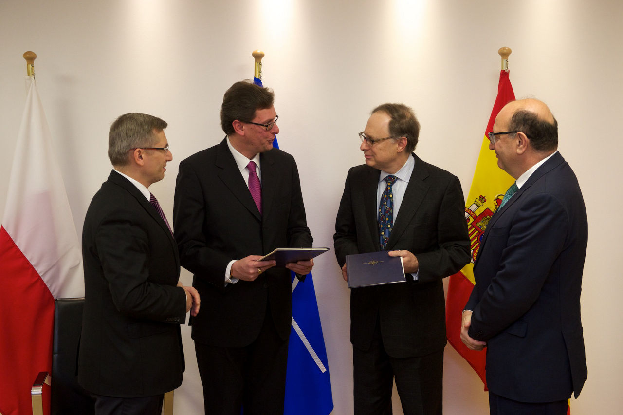Left to right: President of the Polish Supreme Audit Court, Krzysztof Kwiatkowski, Chairman of the International Board of Auditors, Charilaos Charisis, NATO Deputy Secretary General Alexander Vershbow and President of the Spanish Supreme Audit Court, Ramon Alvarez de Miranda