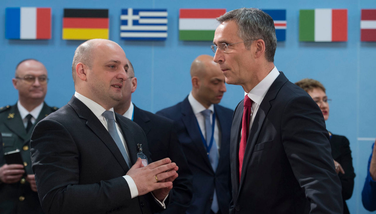 Left to right: Mindia Janelidze (Minister of Defence, Georgia) with NATO Secretary General Jens Stoltenberg