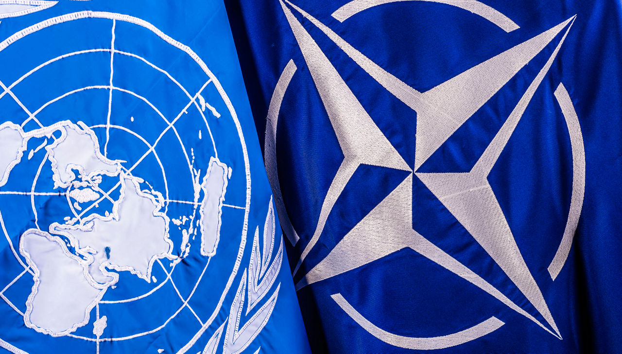 NATO and UN Flags