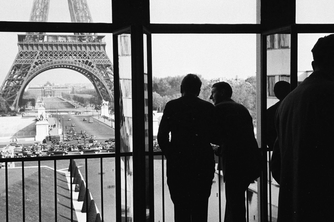 View of Eiffel Tower from NATO HQ at the Palais de Chaillot in Paris