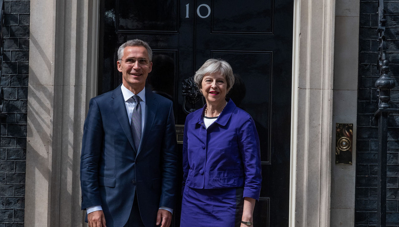 NATO Secretary General Jens Stoltenberg meets with the Prime Minister of the United Kingdom of Great Britain and Northern Ireland, Theresa May