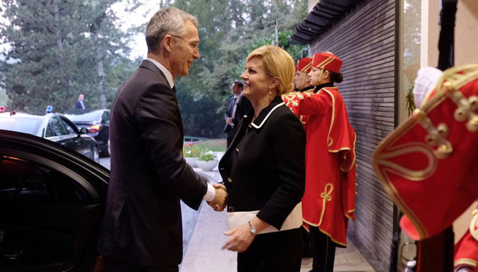 NATO Secretary General Jens Stoltenberg meets with the President of the Republic of Croatia, Kolinda Grabar-Kitarovic