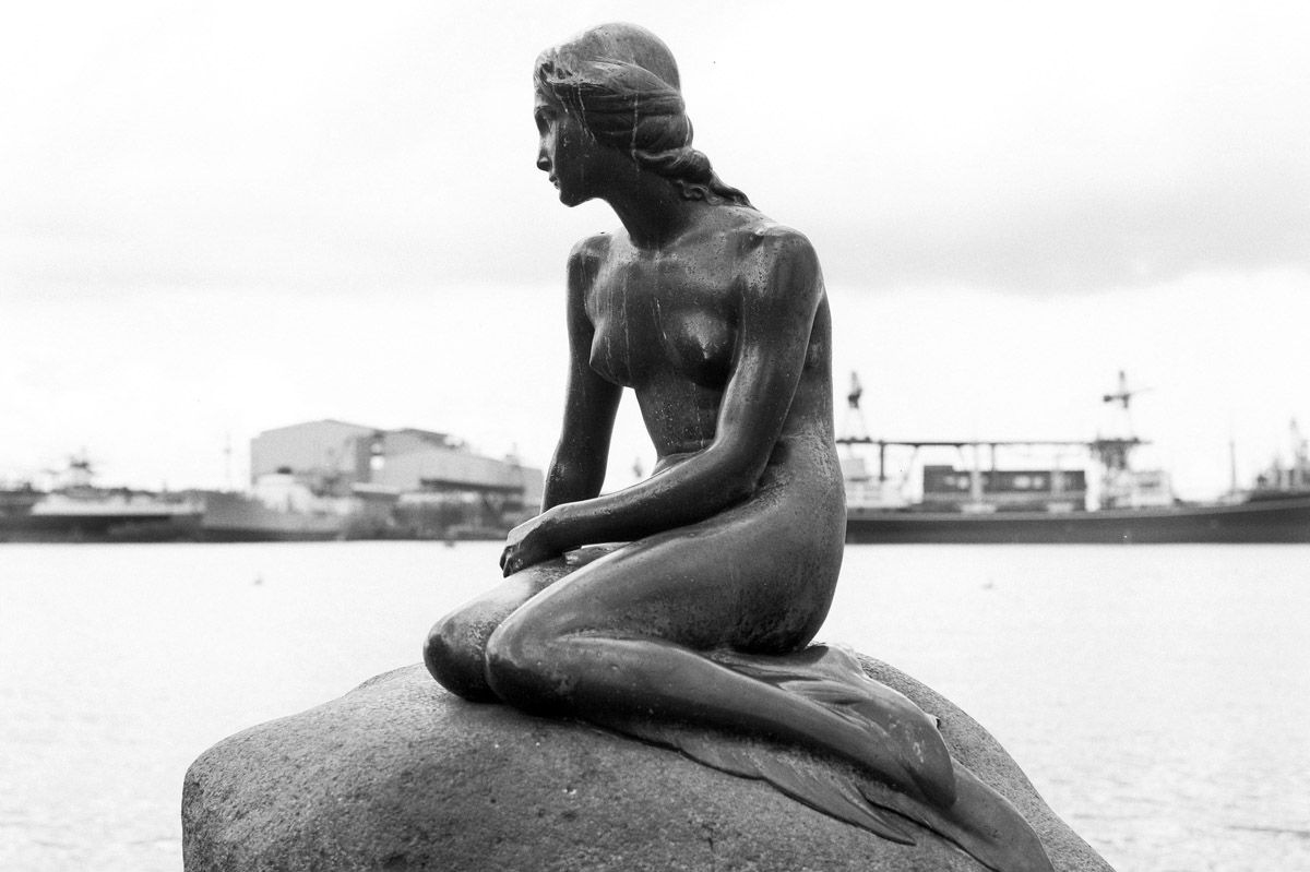 Little Mermaid statue in Copenhagen, Denmark