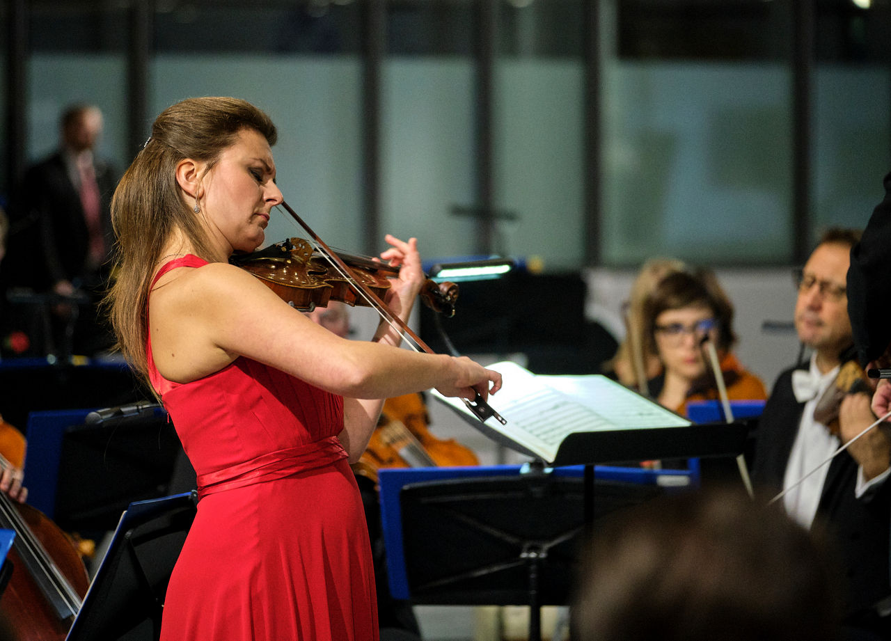 Violinist playing at NATO HQ in Brussels