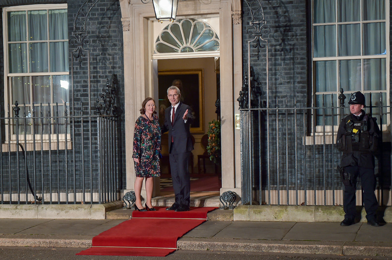 NATO Secretary General and Mrs Stoltenberg arrive at 10 Downing Street