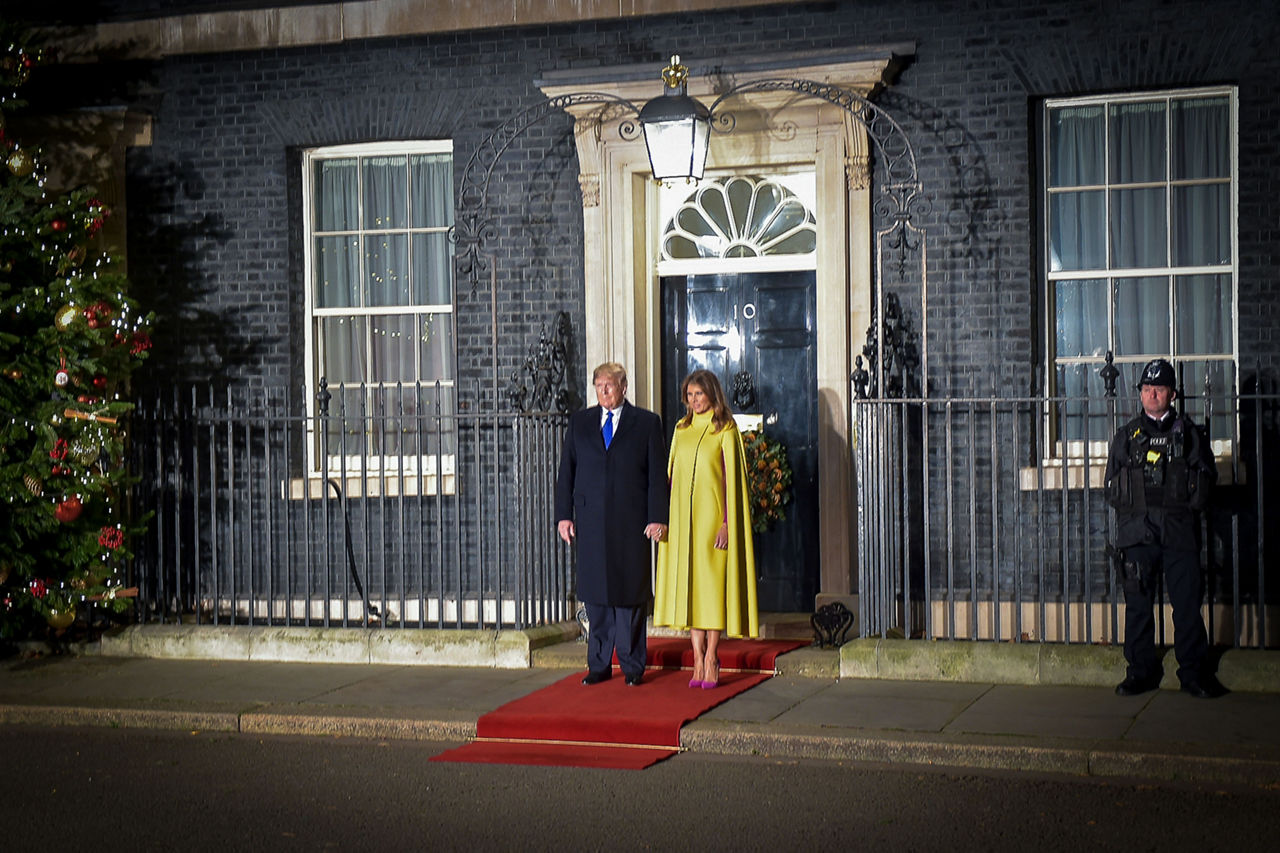 US President Donald Trump and First Lady Melania Trump arrive at 10 Downing Street