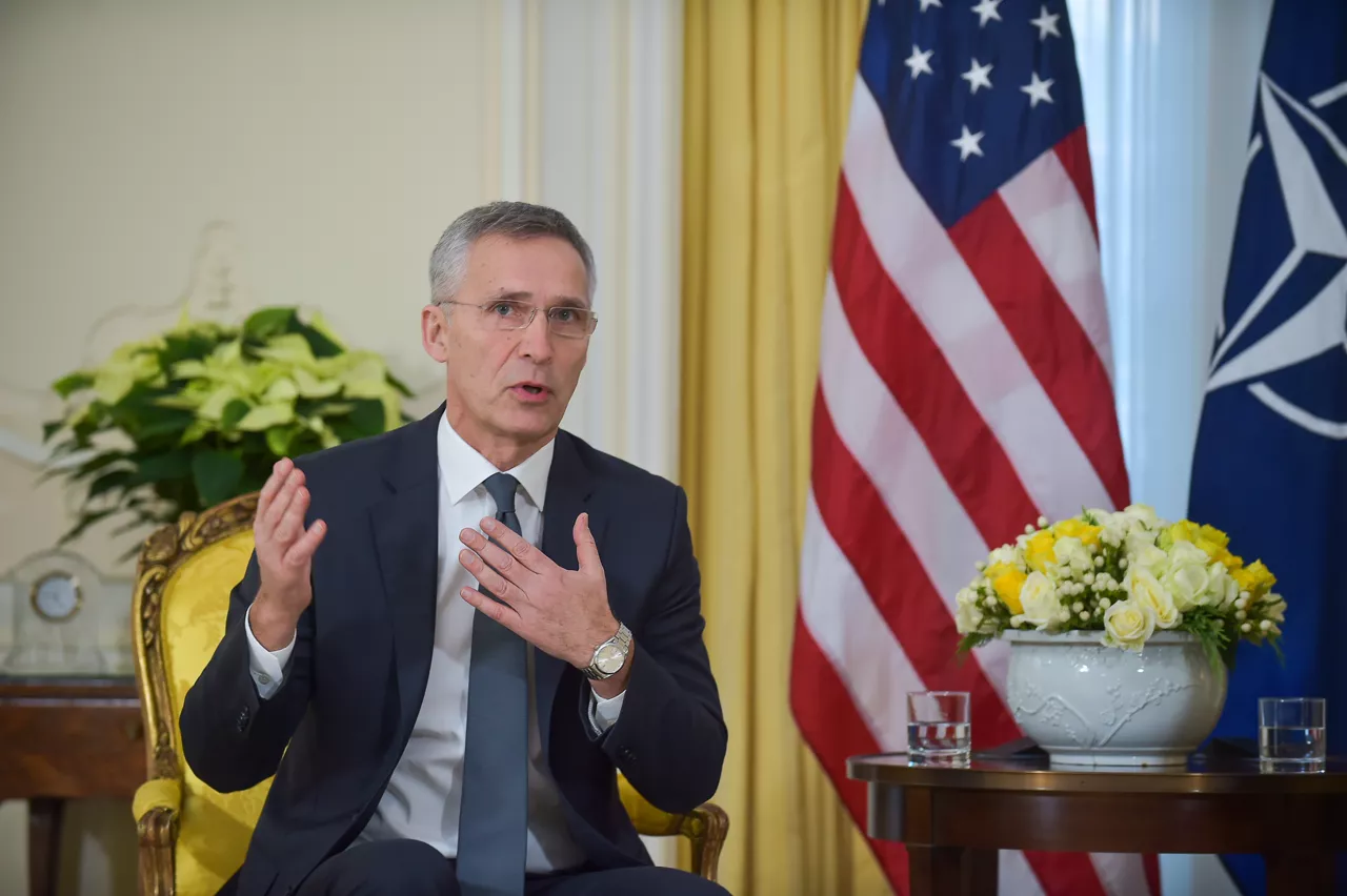 NATO Secretary General Jens Stoltenberg during the meeting with US President Donald Trump