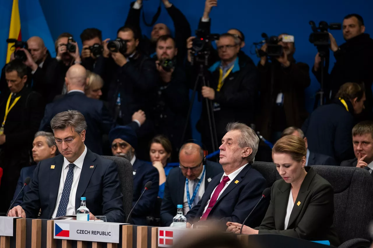 Left to right: ANdrej Plenkovic (Prime Minister of Croatia) with President Milos Zeman of the Slvak Republic and Mette Frederiksen (Prime Minister of Denmark)