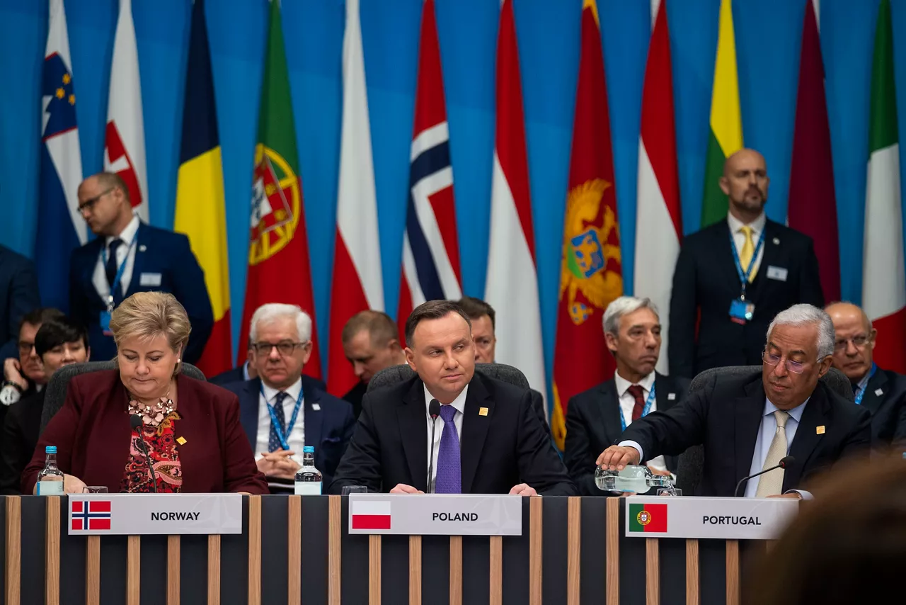 Left to right: Erna Solberg (Prime Minister, Norway); President Andrzej Duda (Poland); Antonio Costa (Prime Minister, Portugal)