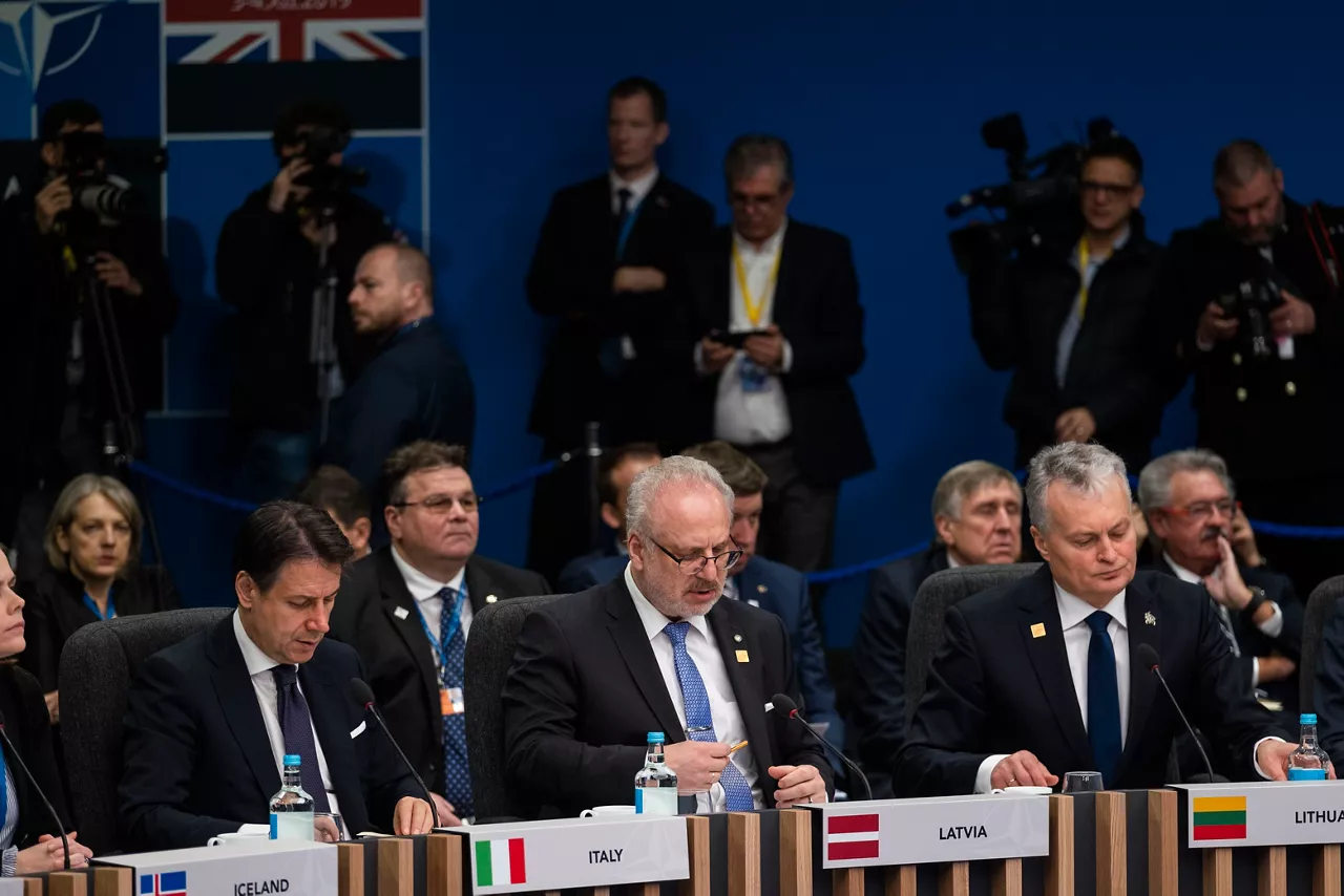Left to right: Giuseppe Conte (Prime Minister, Italy); President Egils Levits (Latvia); President Gitanas Nauseda (Lithuania)
