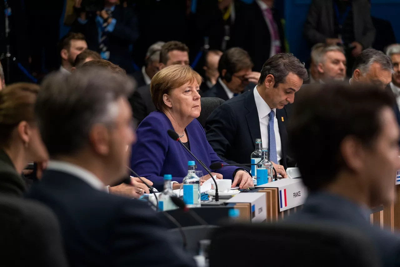 Centre: German Chancellor Angela Merkel