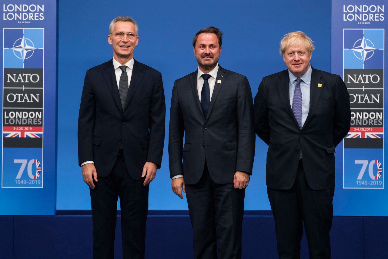 NATO Secretary General Jens Stoltenberg, Xavier Bettel (Prime Minister, Luxembourg) and Boris Johnson (Prime Minister of the United Kingdom)