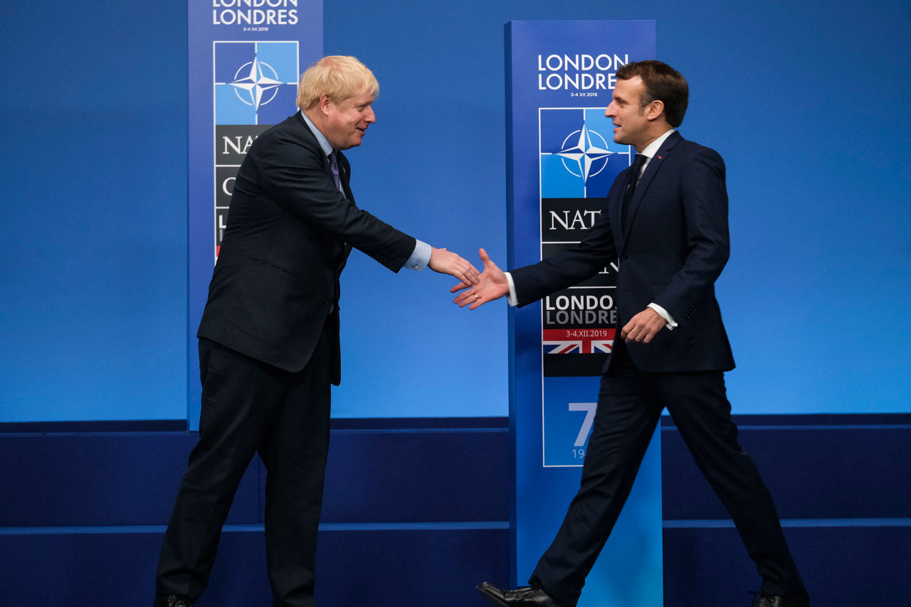 NATO Secretary General Jens Stoltenberg, Emmanuel Macron (President, France) and Boris Johnson (Prime Minister of the United Kingdom)
