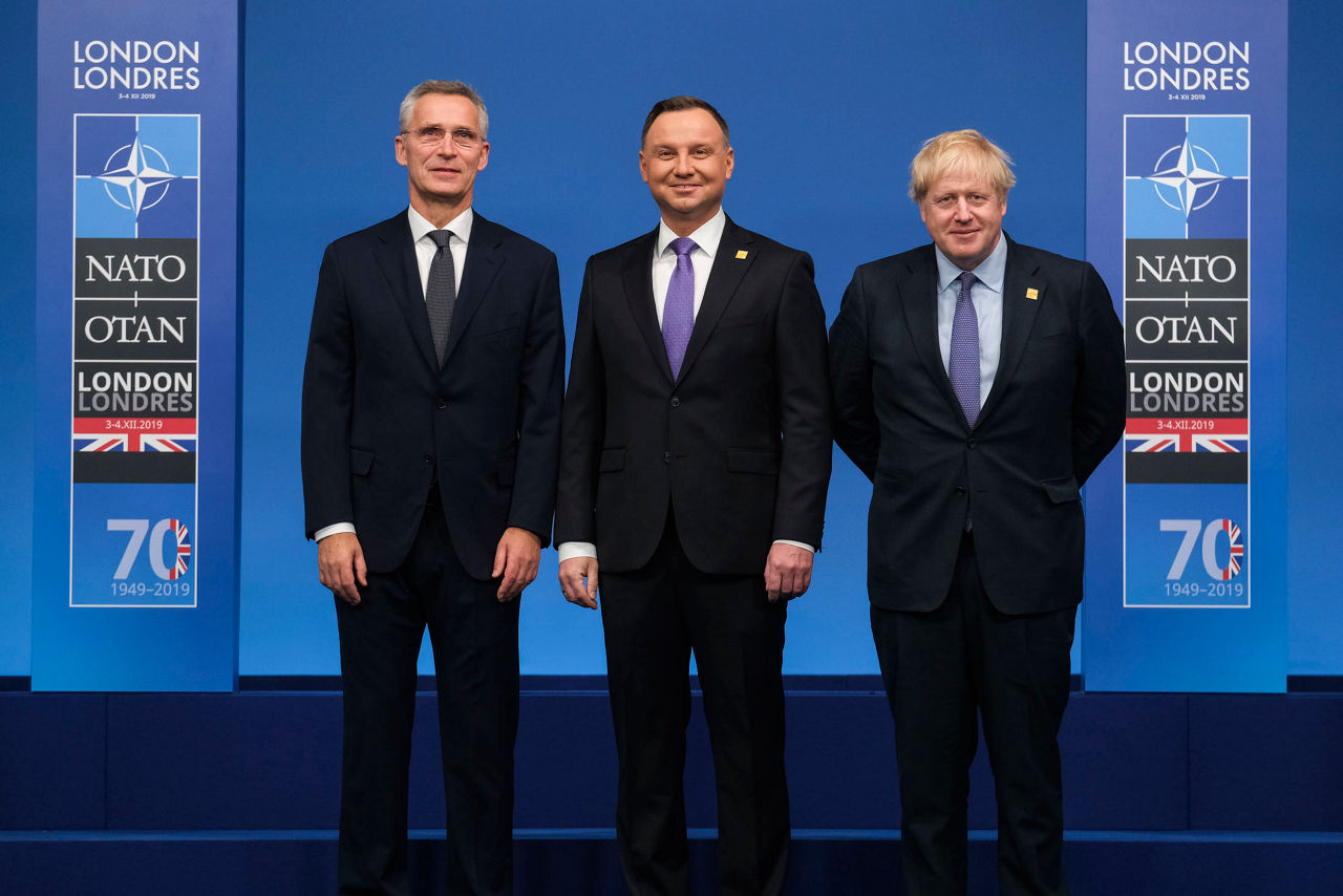 NATO Secretary General Jens Stoltenberg, Andrzej Duda (President, Poland) and Boris Johnson (Prime Minister of the United Kingdom)