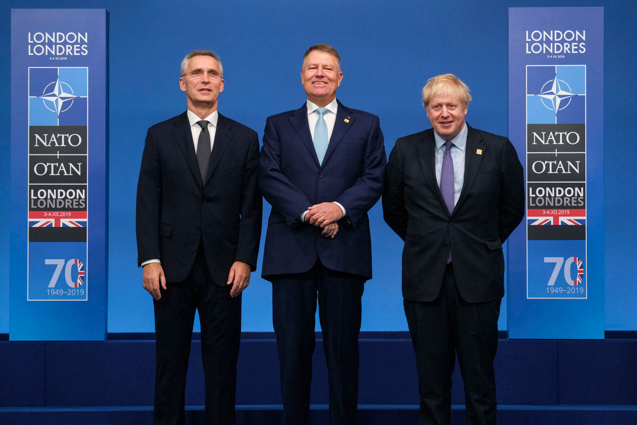 NATO Secretary General Jens Stoltenberg, Klaus Werner Iohannis (President, Romania) and Boris Johnson (Prime Minister of the United Kingdom)