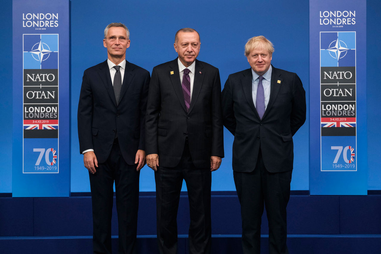 NATO Secretary General Jens Stoltenberg, Recep Tayyip Erdogan (President, Turkey) and Boris Johnson (Prime Minister of the United Kingdom)