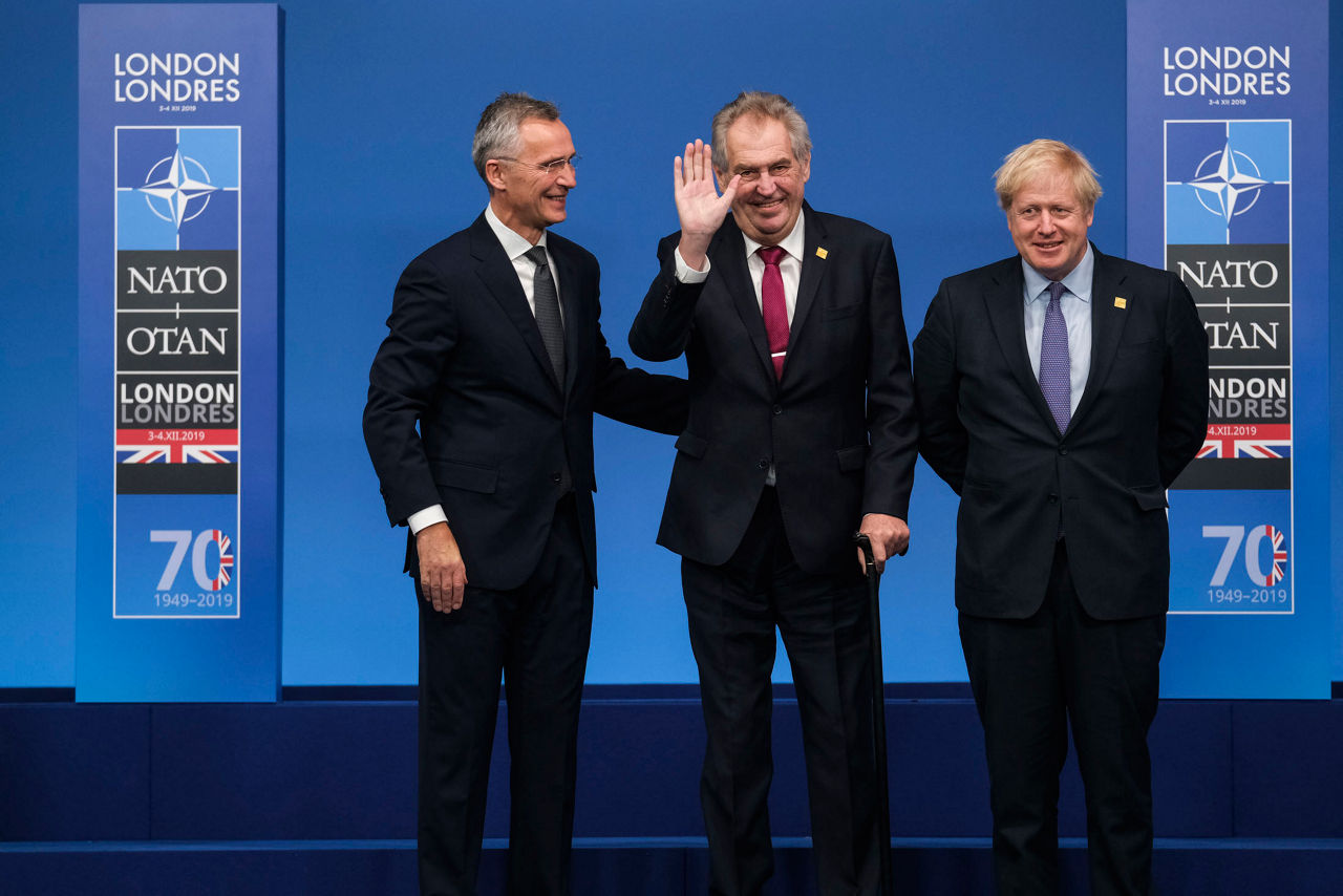 NATO Secretary General Jens Stoltenberg, Milos Zeman (President, Czech Republic) and Boris Johnson (Prime Minister of the United Kingdom)