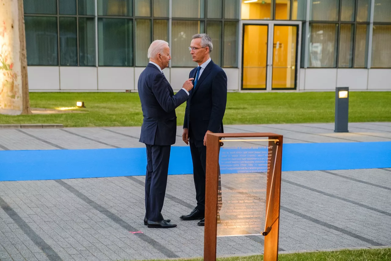 NATO Secretary General Jens Stoltenberg and US President Joe Biden visit the 9-11 Monument