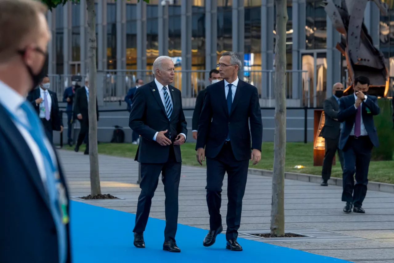 US President Joe Biden bids farewell to NATO Secretary General Jens Stoltenberg
