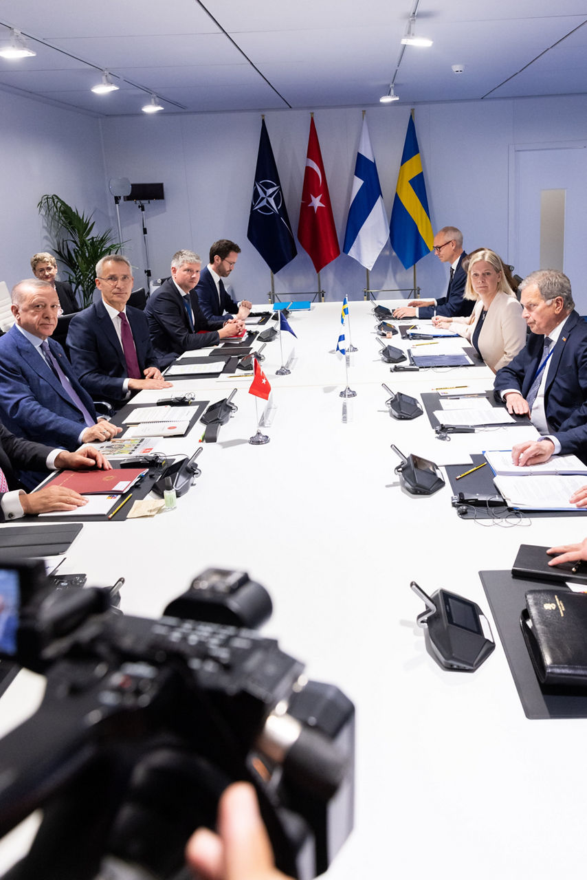 Meeting between NATO Secretary General Jens Stoltenberg and President Recep Tayyip Erdogan (Türkiye), Magdalena Andersson (Prime Minister, Sweden), President Sauli Niinisto (Finland)