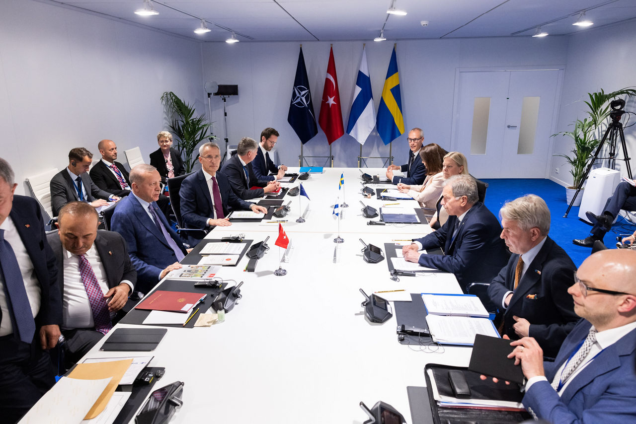 Meeting between NATO Secretary General Jens Stoltenberg and President Recep Tayyip Erdogan (Türkiye), Magdalena Andersson (Prime Minister, Sweden), President Sauli Niinisto (Finland)