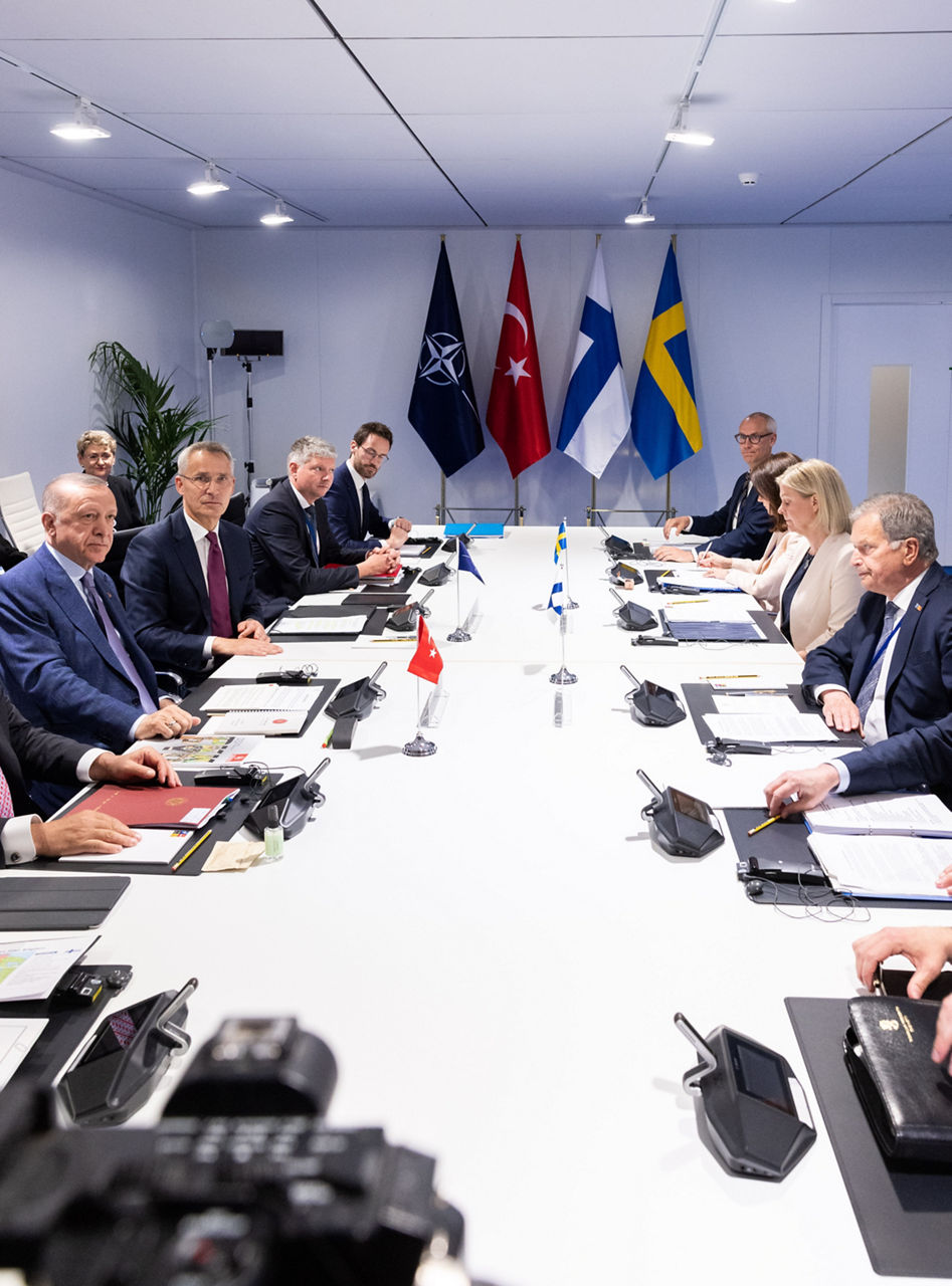 Meeting between NATO Secretary General Jens Stoltenberg and President Recep Tayyip Erdogan (Türkiye), Magdalena Andersson (Prime Minister, Sweden), President Sauli Niinisto (Finland)