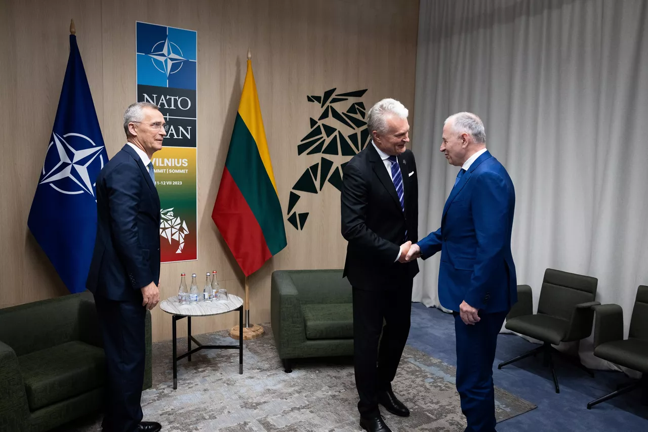 Left: NATO Secretary General Jens Stoltenberg
Centre and right: President Gitanas Nauseda (Lithuania) and NATO Deputy Secretary General Mircea Geoana